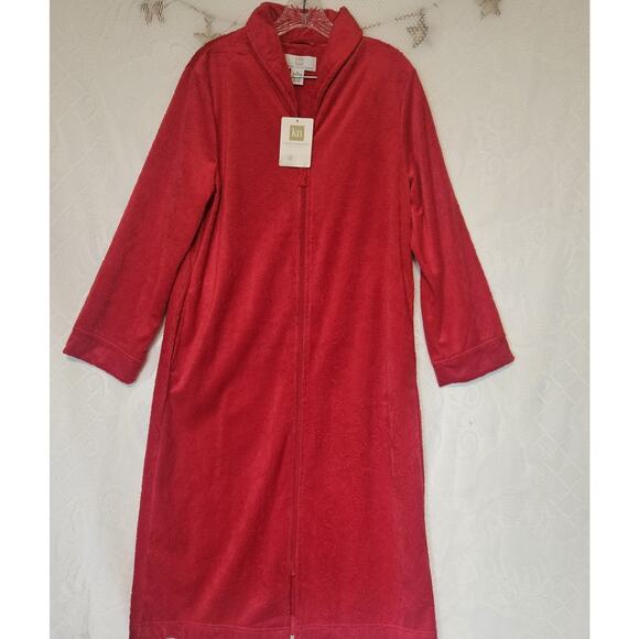 Karen Neuburger Medium Floral Plush Fleece Sleepwear Nightgown Robe Full Zip - Picture 1 of 10